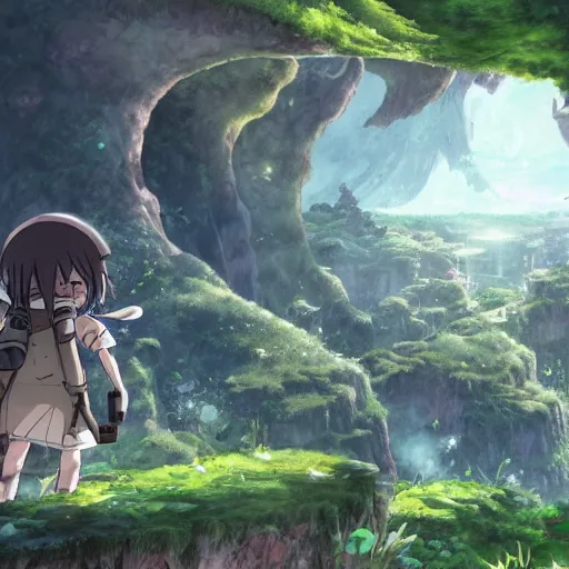 Prompt: Made In Abyss landscape