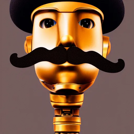 Prompt: portrait of robot with a moustache wearing french beret, beautiful lighting, sharp, details, hyper-detailed, HD, HDR, 4K, 8K