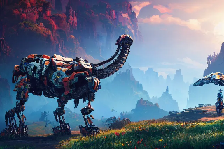 Image similar to tideripper machine mecanical creature robot of horizon forbidden west horizon zero dawn bioluminiscence global illumination ray tracing hdr fanart arstation by ian pesty and alena aenami artworks in 4 k