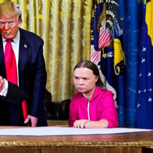 Image similar to donald trump and greta thunberg claymation