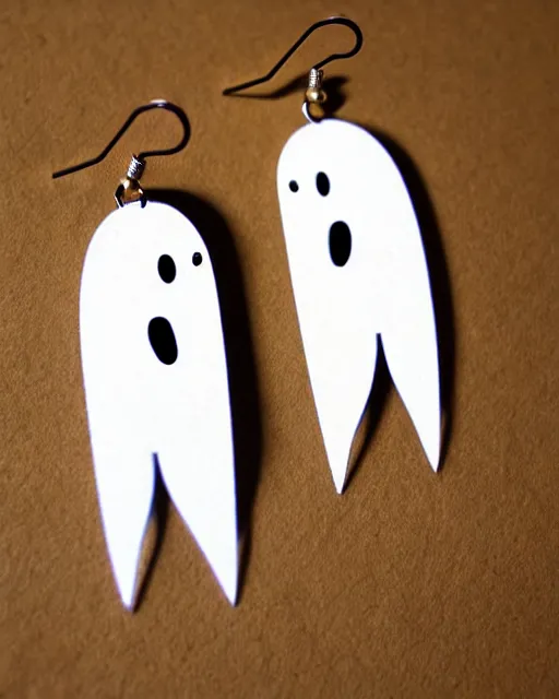 Image similar to cute funny ghost, 2 d lasercut earrings, retro minimalistic clean, concept art, trending on artstation, trending on deviantart