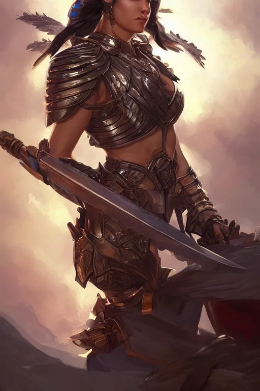 Image similar to amazon valkyrie athena, d & d, fantasy, portrait, highly detailed, headshot, digital painting, trending on artstation, concept art, sharp focus, illustration, art by artgerm and greg rutkowski and magali villeneuve