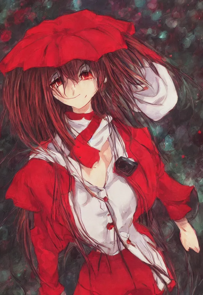 Image similar to medium shot portrait, a cute red outfit, tokyo anime scener, very anime in impressionist style, anime trending artwork, anime painter studio, by claude monet