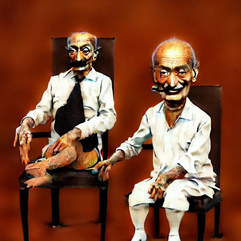 Image similar to portrait of a khatapa sitting on a chair, cute, hilarious, light - hearted, highly detailed, funny, hahahaha, by salvador dali, found on artstation, hyperrealistic digital art