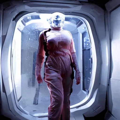 Image similar to woman in sci - fi suit tries to survive an undead outbreak in a spaceship