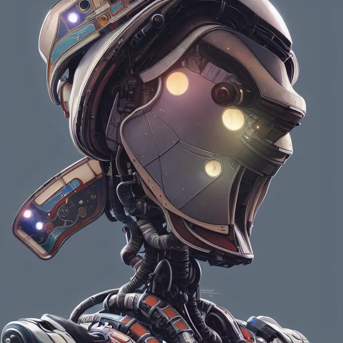 Image similar to symmetry!! portrait of a robot astronaut, floral! horizon zero dawn machine, intricate, elegant, highly detailed, digital painting, artstation, concept art, smooth, sharp focus, illustration, art by artgerm and greg rutkowski and alphonse mucha, 8 k