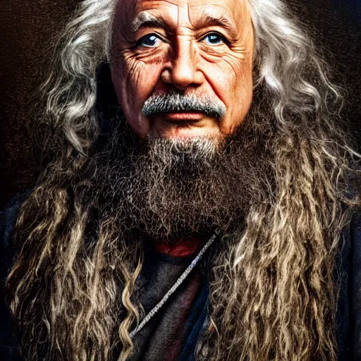 Prompt: viking einstein portrait