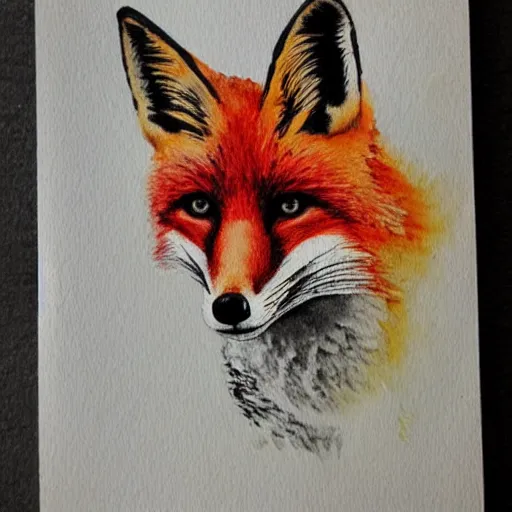 Image similar to fox, watercolor, psychedelic