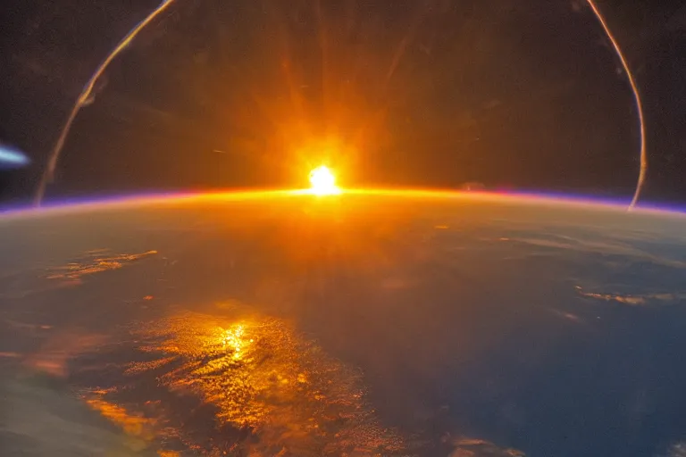Image similar to photo of earth sunset from the international space station