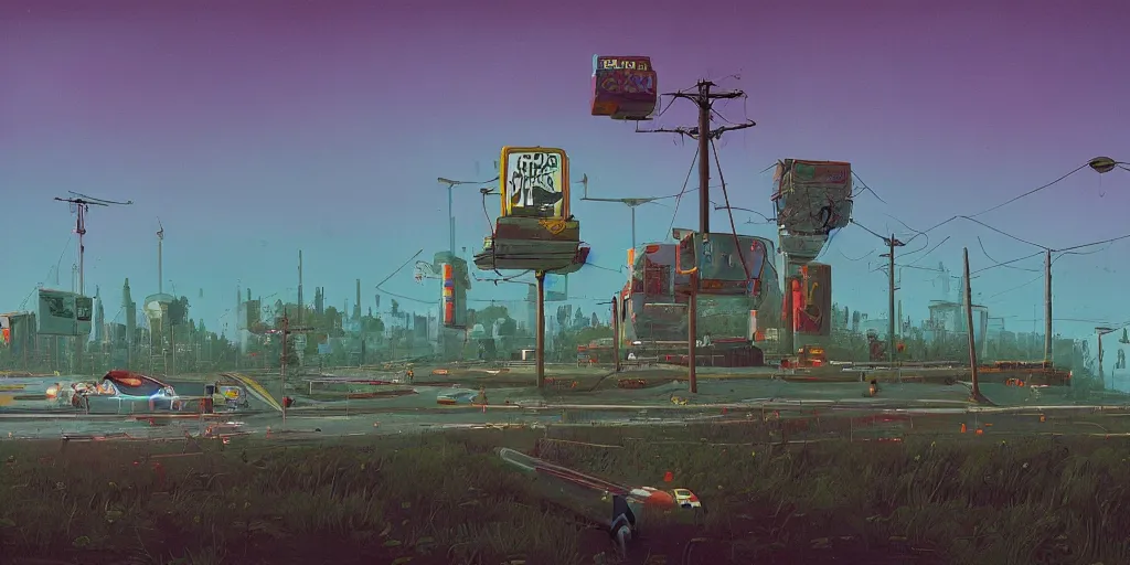 Image similar to a miniature world by simon stalenhag