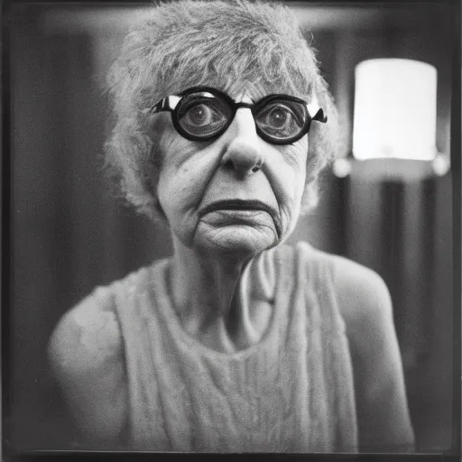 Image similar to photo of Diane Arbus by Diane Arbus, black and white, high contrast, Rolleiflex, 55mm f/4 lens