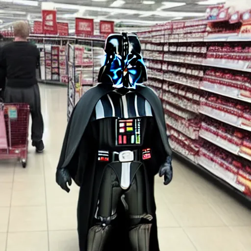 Image similar to darth vader shopping at asda