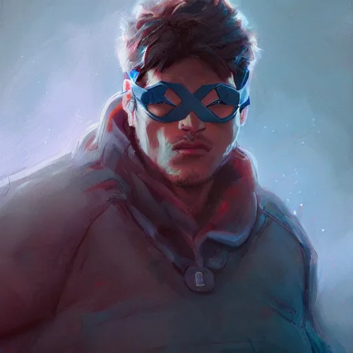 Prompt: Portrait of Cyclops by x men by Mandy Jurgens