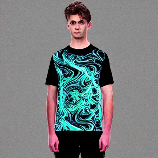 Prompt: a t shirt with a reaction - diffusion design