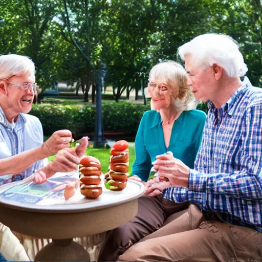 Prompt: a movie still from the antiques roadshow, old people discussing a priceless hot dog, uhd, 8k,