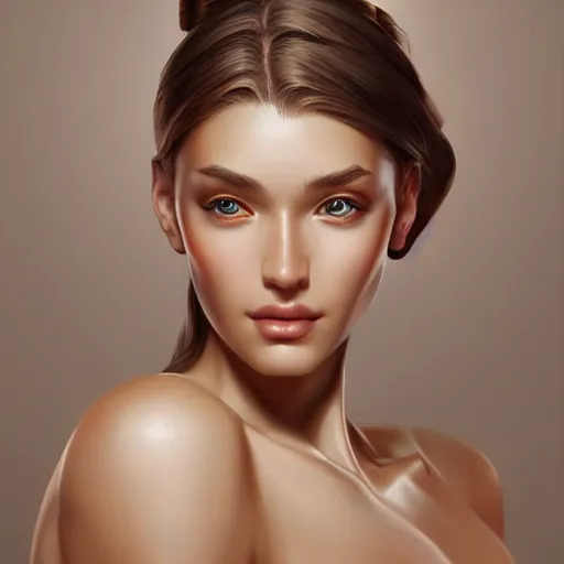 Prompt: a graceful Goddess, The Perfect Human Female Specimen, intricate, super highly detailed, professional digital painting, artstation, smooth, sharp focus, no blur, no dof, extreme illustration, 128K, art by artgerm, perfect natural skin tones, facing the viewer