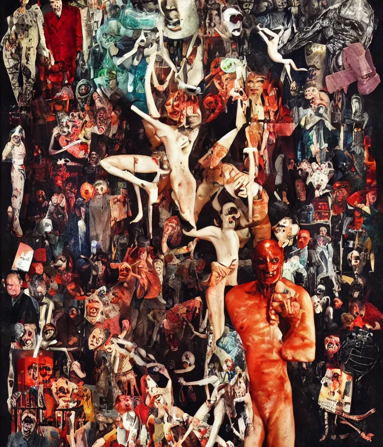 Prompt: Beautiful Dada Horror Movie Poster made for the film Nightmare on Elm Street (1984) starring Freddie Krueger, Dadaist!! collage and oil painting by George Grosz and Man Ray, trending on artstation dramatic lighting dada collage 8k