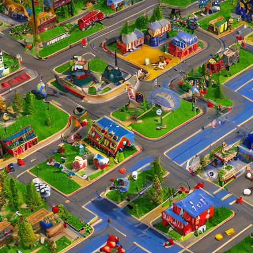 Image similar to Busytown in Civilization 5, extreme detail, video game, ((map)), popular, octane render, 8k