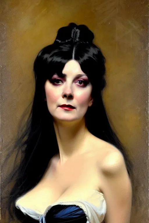 Prompt: ( ( ( ( ( ( ( ( ( ( ( victorian genre painting elvira mistress of the dark ) ) ) ) ) ) ) ) ) ) ) painted by solomon joseph solomon and richard schmid and jeremy lipking!!!!!!!!!!!!!!!!!!!!!!!!!!!!