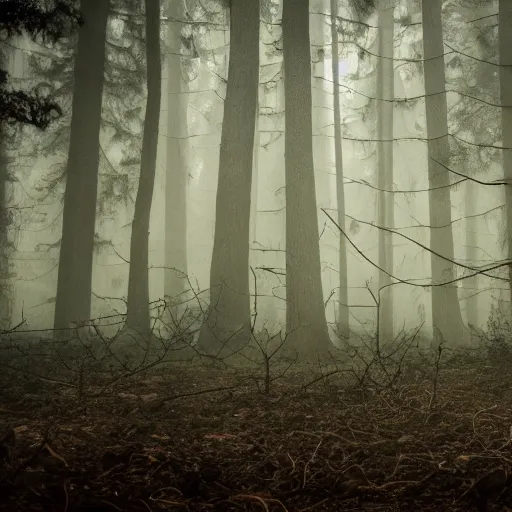 Image similar to eldritch horror emerging from the ground in a hauntend forest, foggy mysterious, creepy, cinematic, dramatic, 8k, horror, highly detailed, sharp focus, dynamic lighting, photograph, texture, giant scale