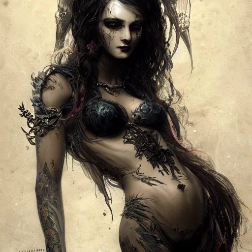 Image similar to goth mermaid, intricate, art by greg rutkowski, high detailed, 4 k,