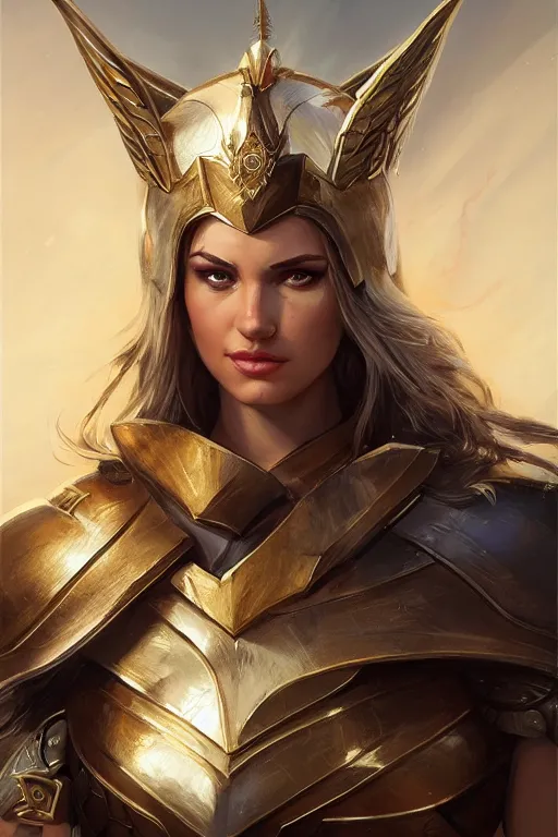 Image similar to amazon valkyrie athena, d & d, fantasy, portrait, highly detailed, headshot, digital painting, trending on artstation, concept art, sharp focus, illustration, art by artgerm and greg rutkowski and magali villeneuve