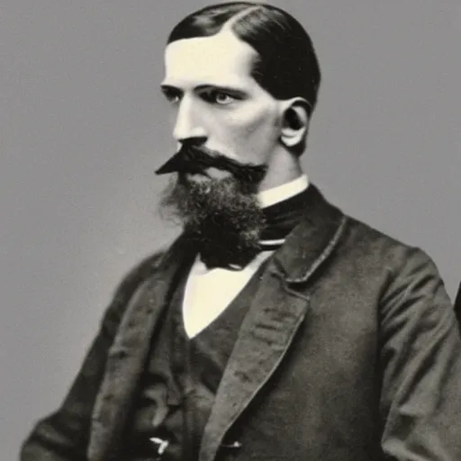 Image similar to victorian era photograph of gordon freeman with a headcrab on his head
