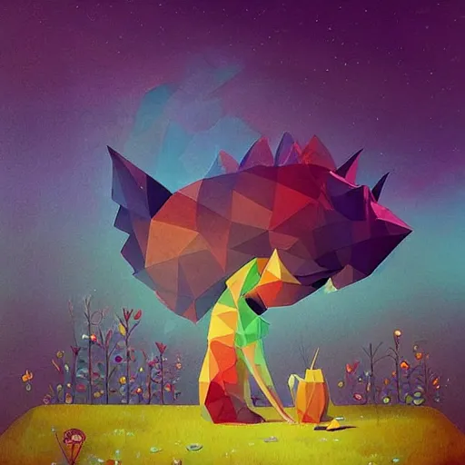 Image similar to low poly, pixar, surreal hybrid animals, nostalgia for a fairytale, magic realism, flowerpunk, mysterious vivid colors by andy kehoe and amanda clarke en un mundo de Gediminas Pranckevicius