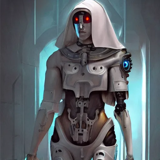 Prompt: Ultra realistic illustration of a nun cyborg, cyberpunk, sci-fi fantasy