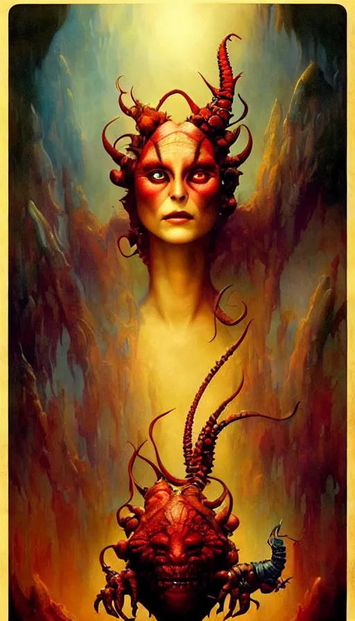 Image similar to exquisite imaginative imposing weird creature movie poster art humanoid colourful movie art by : : weta studio tom bagshaw james jean frank frazetta