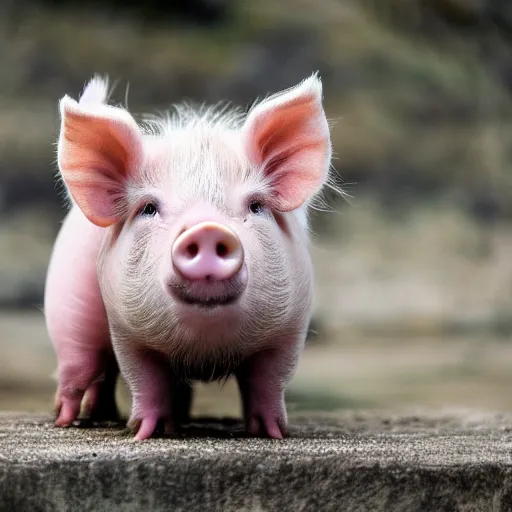 Image similar to cute pig with lion fur