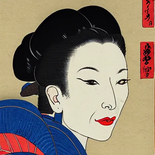 Image similar to ukiyo-e portrait of cate blanchett