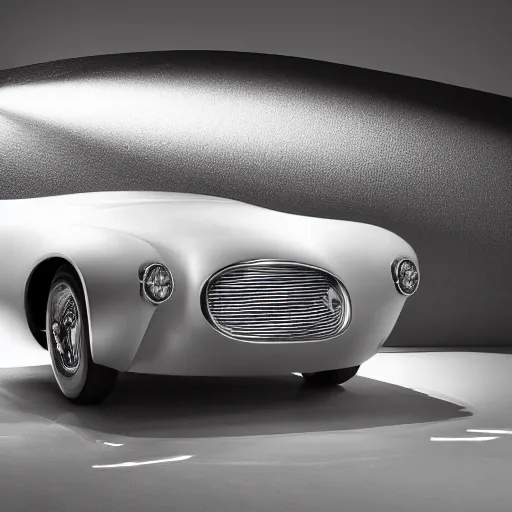 Image similar to 1957 car designed by Cartier. Studio lighting.