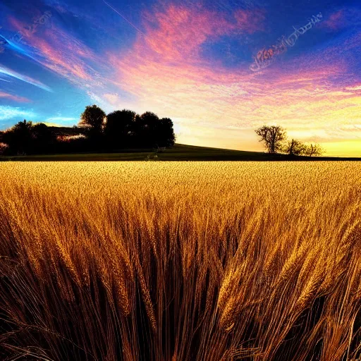 Prompt: golden wheat field, evening, dreamcore, beautiful