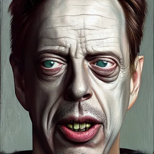 Image similar to hyperrealistic mixed media high resolution painting of a Steve Buscemi as the alien Kuato in Total Recall, stunning 3d render inspired art by István Sándorfi and Greg Rutkowski and Unreal Engine, perfect symmetry, dim volumetric lighting, 8k octane beautifully detailed render, post-processing, extremely hyper-detailed, intricate, epic composition, highly detailed attributes, highly detailed atmosphere, cinematic lighting, masterpiece, trending on artstation, very very detailed, masterpiece, stunning, flawless structure, lifelike texture, perfection,