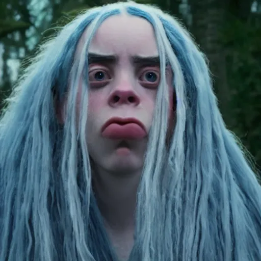 Image similar to billie eilish as an ugly troll in lord of the rings 4 k