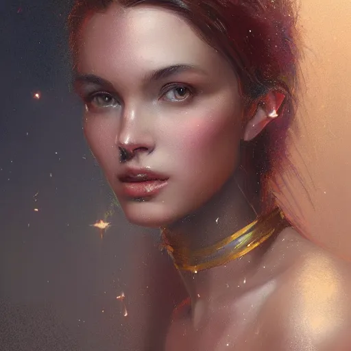 Prompt: a beautiful portrait of a goddess with sparkling skin by greg rutkowski and raymond swanland, trending on artstation