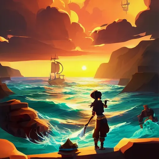 Image similar to painting treasure on sea of thieves game smooth median photoshop filter cutout vector, behance hd by jesper ejsing, by rhads, makoto shinkai and lois van baarle, ilya kuvshinov, rossdraws global illumination