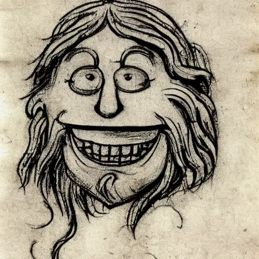Image similar to trollface drawn by leonardo da vinci