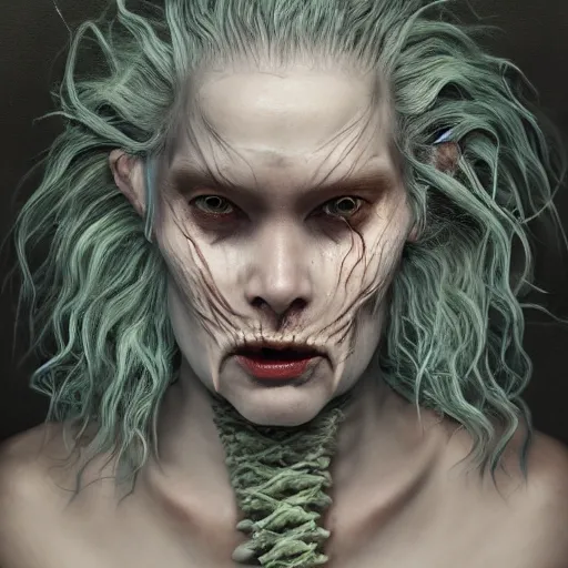 Image similar to an evil three headed sea hag, seaweed hair, extremely detailed oil portrait, horror, monster, d & d character art, digital art, oil painting, unreal 5 render, digital art, octane render, beautiful composition, trending on artstation, award winning photograph, masterpiece