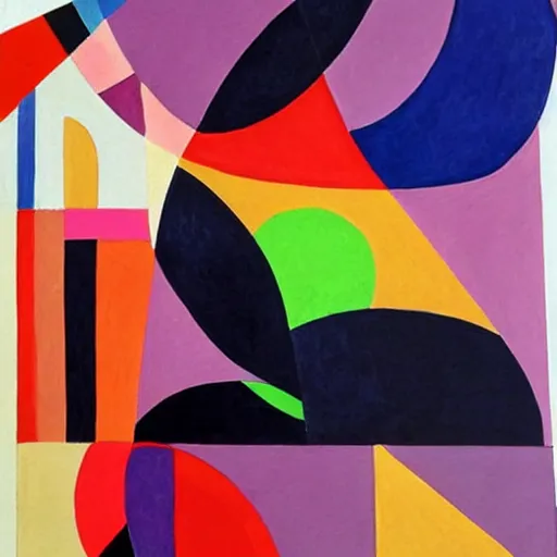 Image similar to painting on a person on the phone, abstract, collage, geometric abstraction, block colours, painting by Sonia Delaunay, beautiful