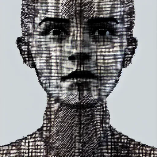 Image similar to emma watson, statue, chrome, reflect, wireframe, photograph