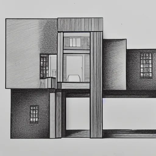 Prompt: an architectural drawing of a house by an innovative and cutting edge artist