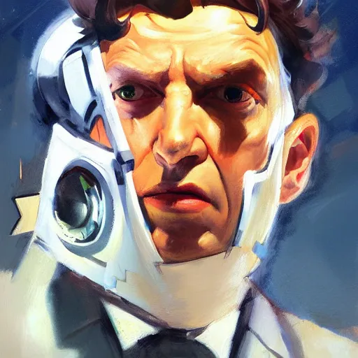 Prompt: greg manchess portrait painting of doctor who as overwatch character, medium shot, asymmetrical, profile picture, organic painting, sunny day, matte painting, bold shapes, hard edges, street art, trending on artstation, by huang guangjian and gil elvgren and sachin teng