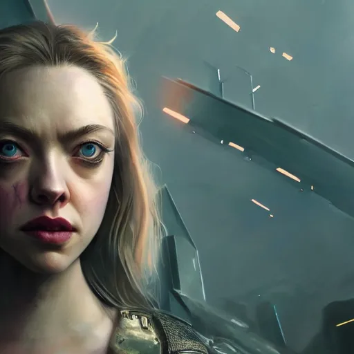 Prompt: amanda seyfried portrait, dystopia core, apocalyptic, armor, warrior, dramatic, sharp focus, fiction, neon, fantasy, hyper detailed, digital art, trending in artstation, cinematic lighting, studio quality, smooth render, unreal engine 5 rendered, octane rendered, art style and nixeu and wlop and krenz cushart