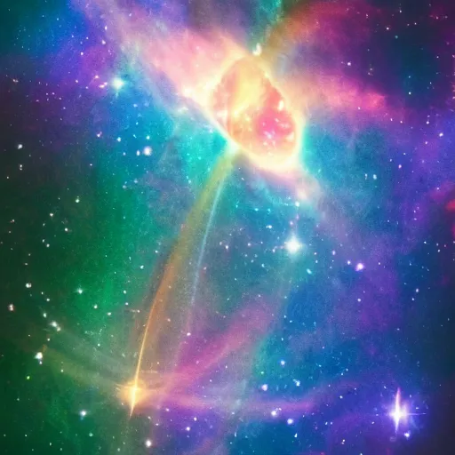 Prompt: a light being flying through a nebula