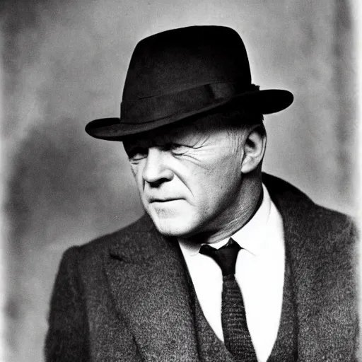 Prompt: antony hopkins as old fashioned detective 1 9 0 0 s photo, noir