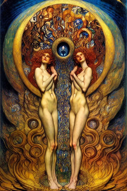 Image similar to Divine Chaos Engine by Karol Bak, Jean Delville, William Blake, Gustav Klimt, and Vincent Van Gogh, symbolist, visionary