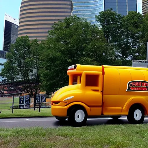 Prompt: human potatoes driving a mail truck going to heinz field in pittsburgh real life, 8 k, 4 k uhd, realistic, hyper realistic, super detailed, very detailed, detailed