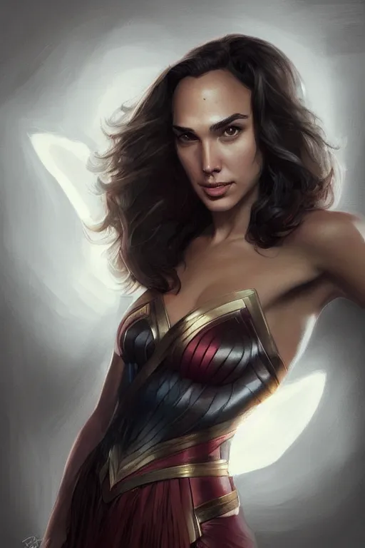 Prompt: Portrait of Gal Gadot, elegant, digital painting, highly detailed, artstation, concept art, smooth, sharp focus, illustration, art by artgerm and greg rutkowski.